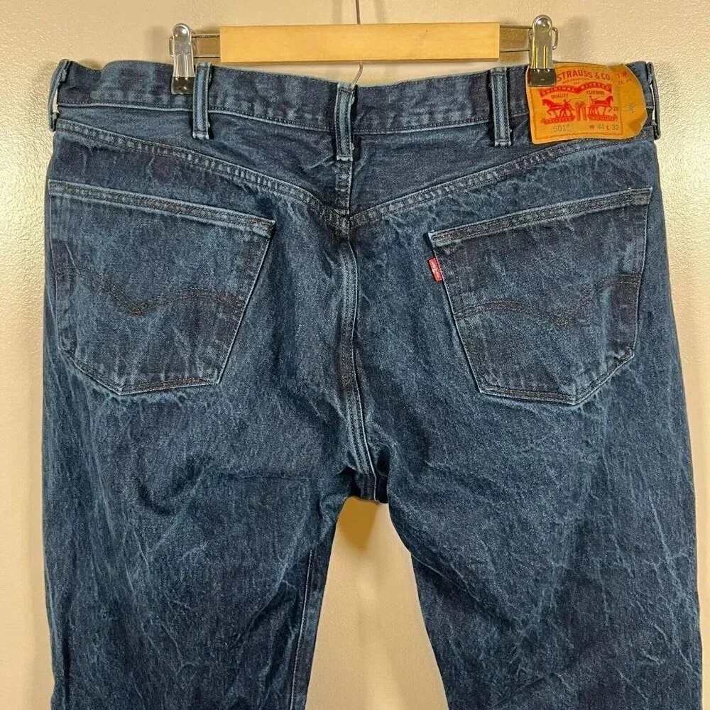 Levi's 501 Jeans Mens Size 44x32 Actual 41x30 White Cone Denim Dark Wash Blue